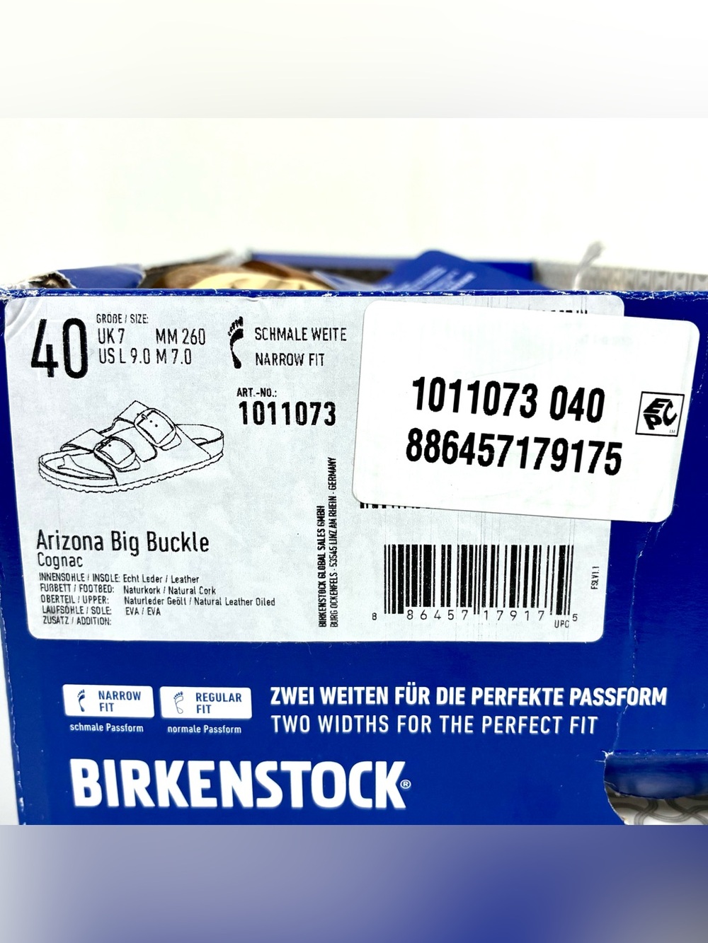 Birkenstock Arizona Big Buckle Slide Sandals Oiled Leather Antique Cognac 40EU - Picture 17 of 17